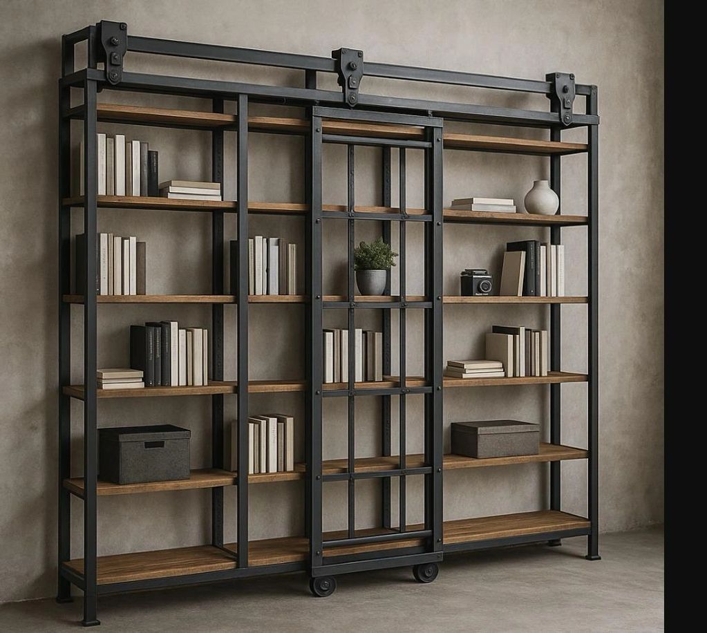 Repisa en Madera y Acero con puerta Móvil 