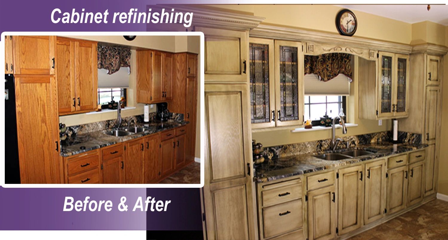 Kitchen Cabinet Refinishing Before & After