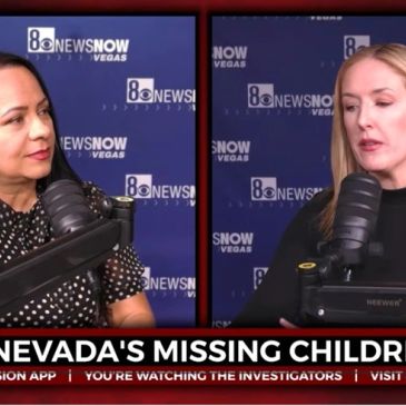 Two women discussing Nevada's missing children on 8 News Now.