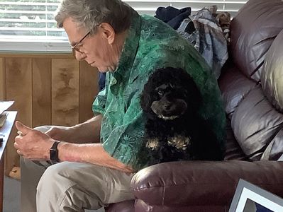 Bill Bateman working w/Maggie the Wonder Dog on guard.