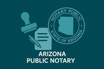 Arizona public notary stamp and document for notarization services.