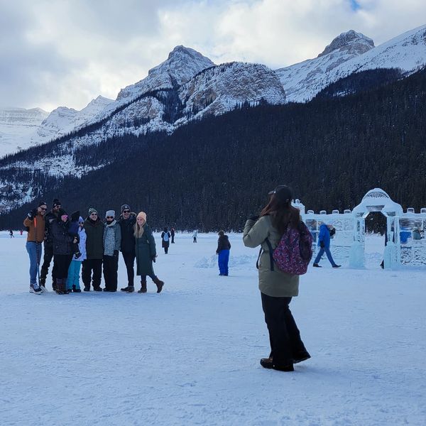 Ice Castle at Lake Louise during Christmas season