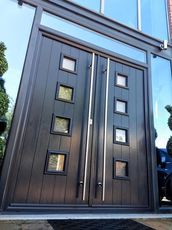 New Composite French doors with side panels and a toplight installed in Beeston by trained fitters.