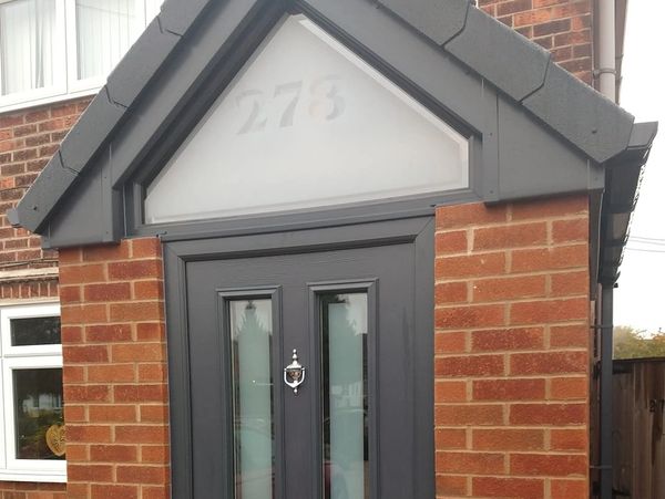 Unique shaped topbox installed with a new front door by Nottingham Front Doors.