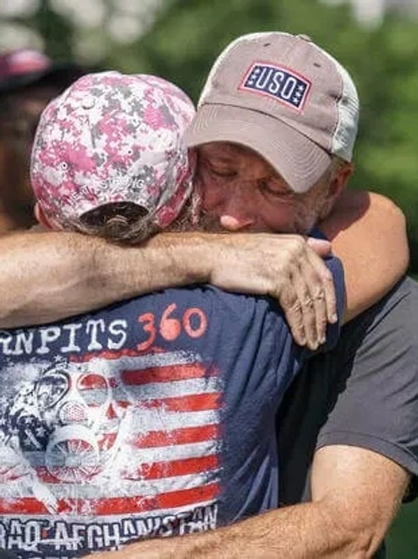 Two veterans hugging 
