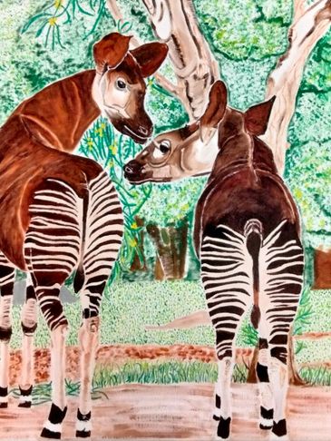 An image I found in national geographic so I painted it oven okapi.