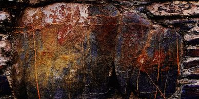 Natural marks formed by oxidation and weather