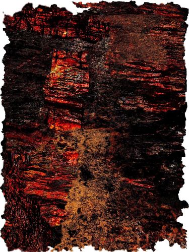 Iron oxide seeping through cracks abstract art work