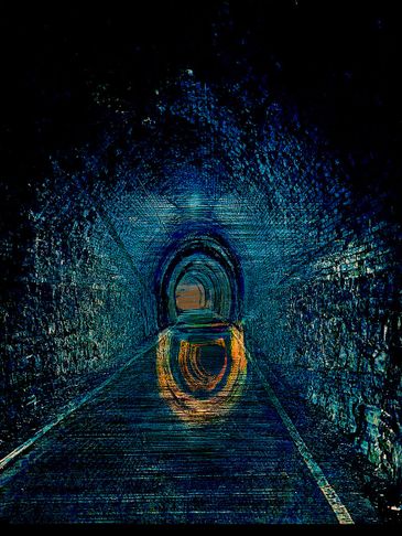 OLd train tunnel bideford dark light colour