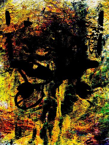 Weathered rock face, with oxide and shade. Abstract art work yellows