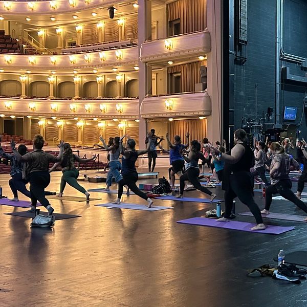 Teaching our signature experience Yoga & Strings on Bass Hall's Symphony Stage in Ft. Worth, Texas. 