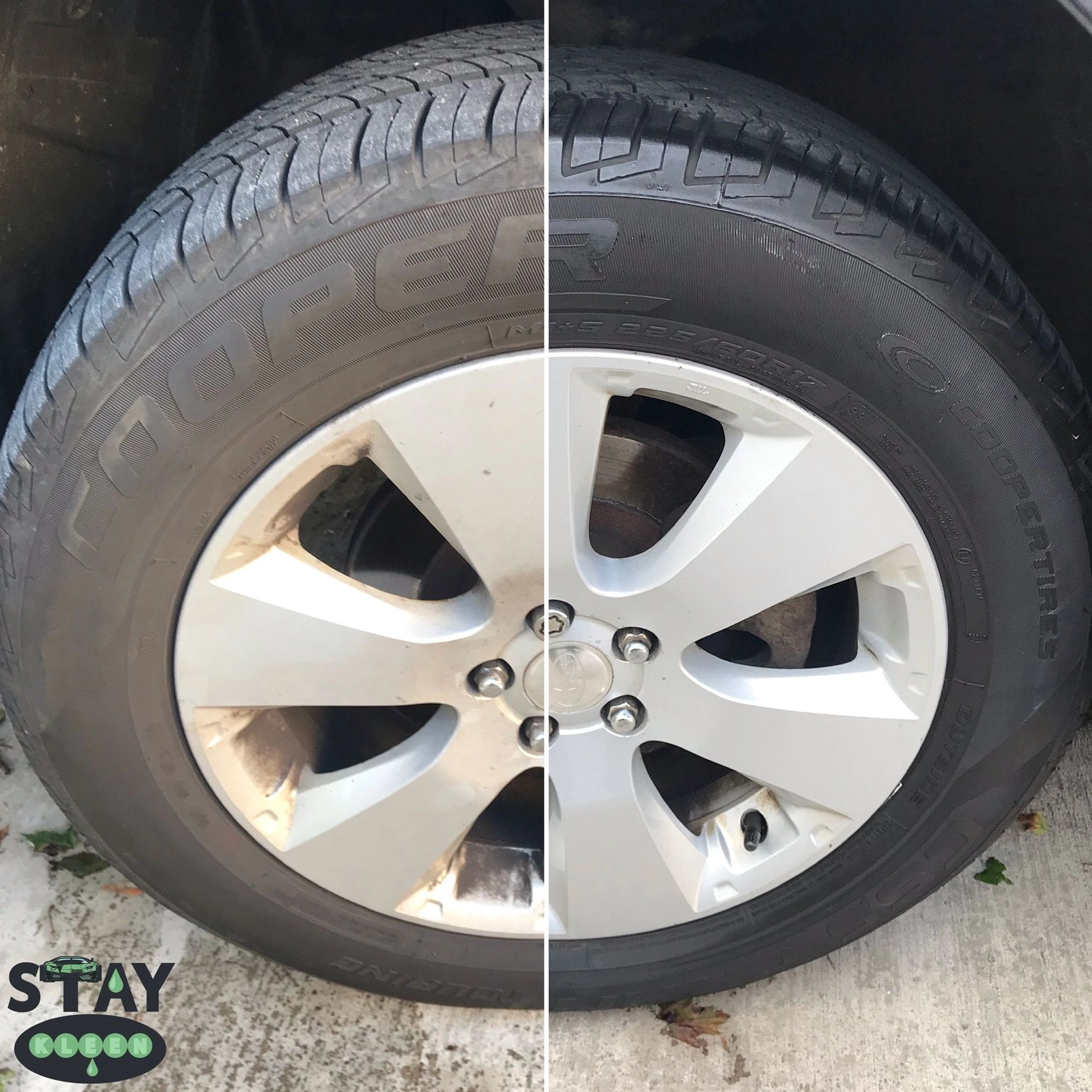 Subaru Outback Before & After wheel and tire cleaned