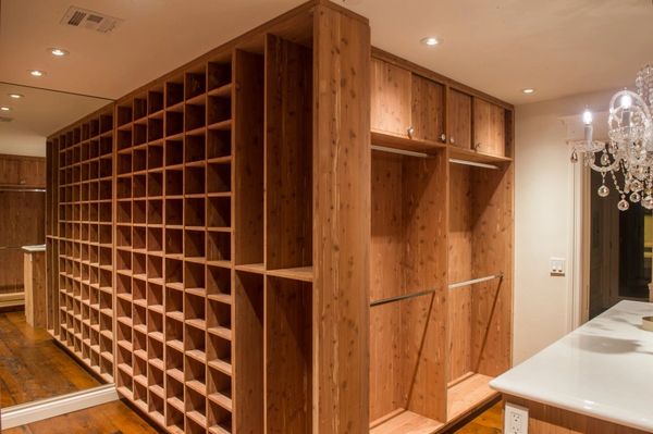 Deluxe shoe organizer in master closet.