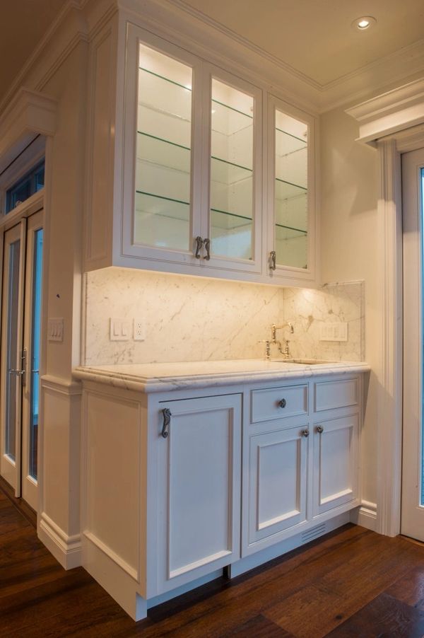 White hutch in hallway of remodel