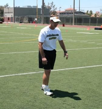 Ken Olson stance wearing square toe football shoe for straight on kicking