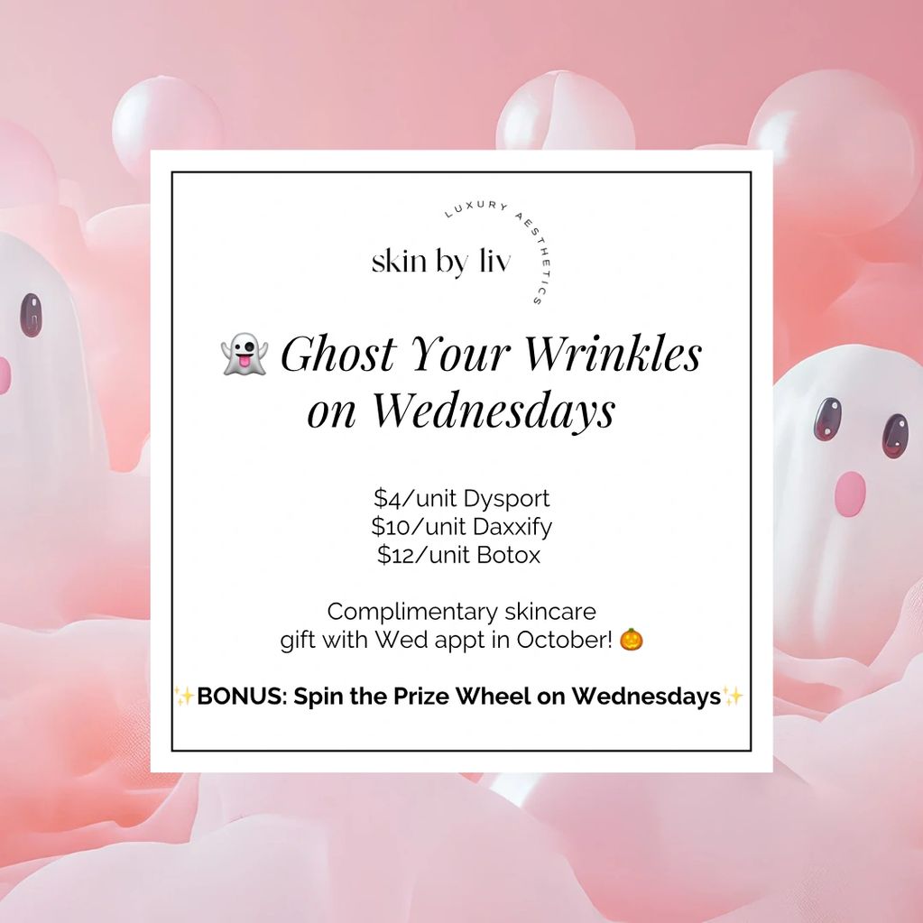 Wrinkle-Free Wednesdays – Special Pricing on Botox, Dysport & Daxxify. Skin by liv aesthetics