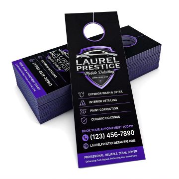 Door hanger for Laurel Prestige Mobile Detailing service.