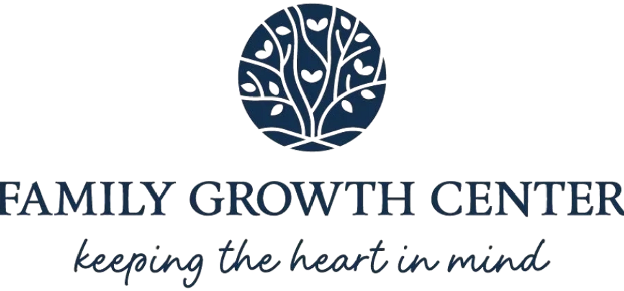 Logo of Family Growth Center with a tree and hearts symbol.