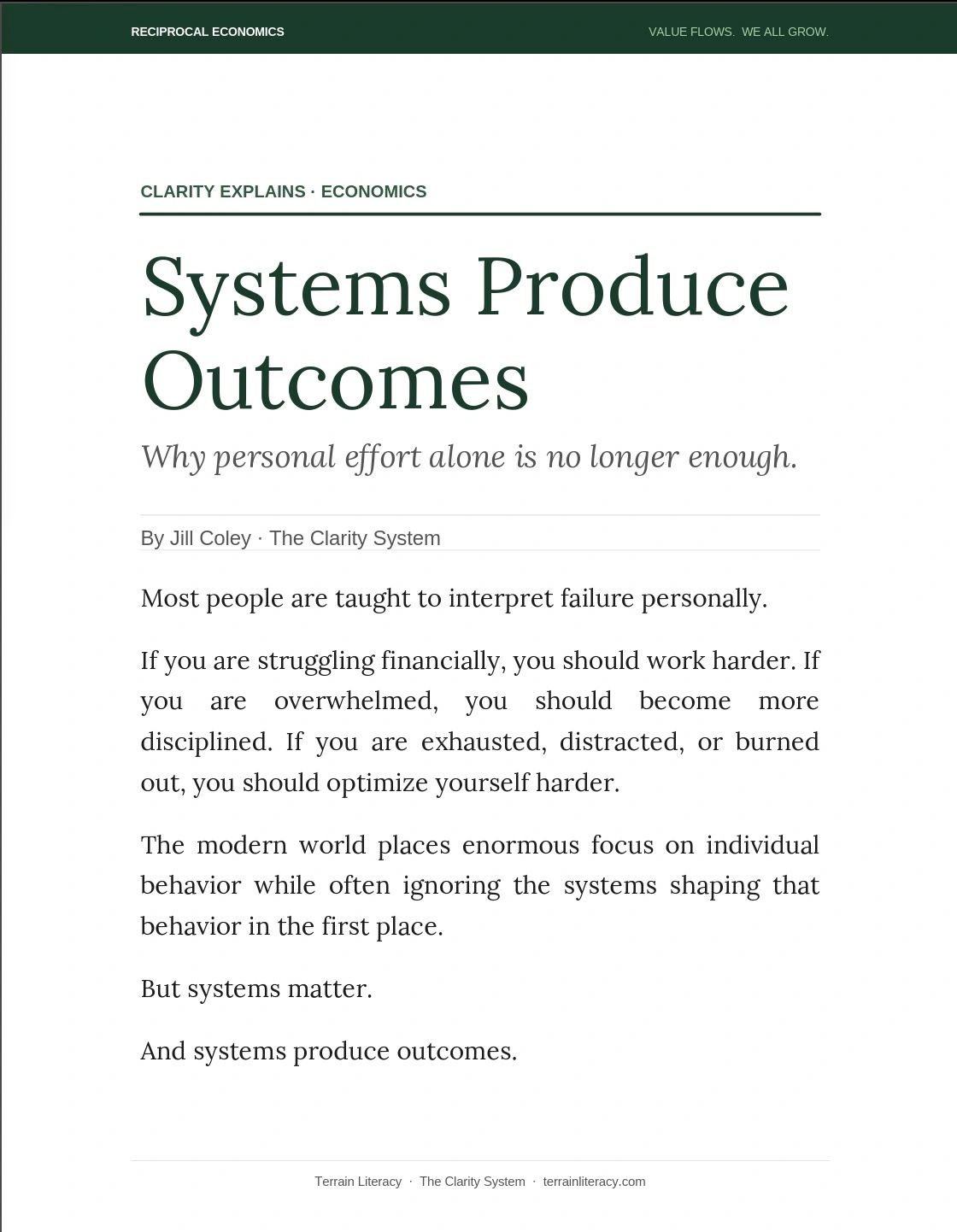 Article explaining how systems influence outcomes beyond individual efforts.