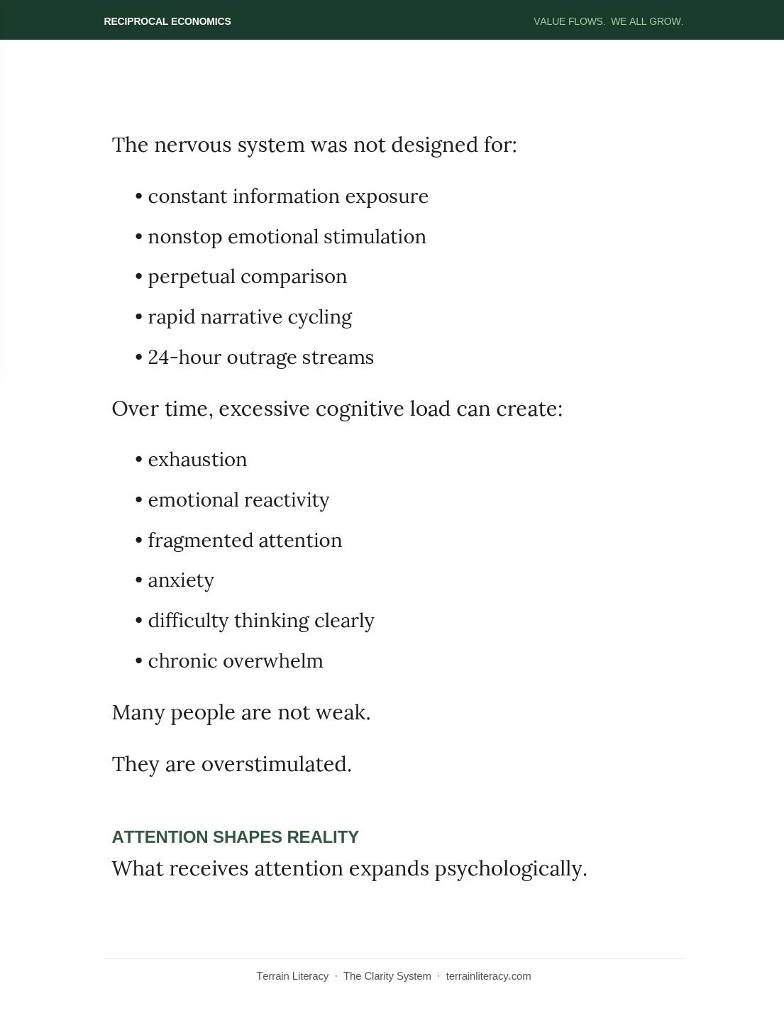 The nervous system struggles with constant stimulation, causing exhaustion and anxiety.