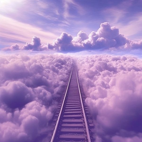 train tracks through the clouds