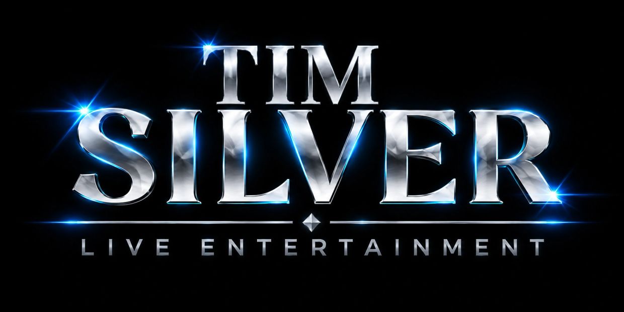 Metallic logo for Tim Silver Live Entertainment.