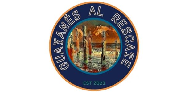 Logo with text 'GUAYANÉS AL RESCATE' and image of wooden posts in water.