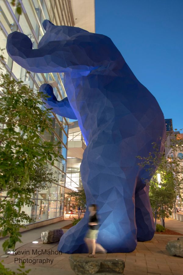 Denver, The Blue Bear at the Convention Center, blur motion