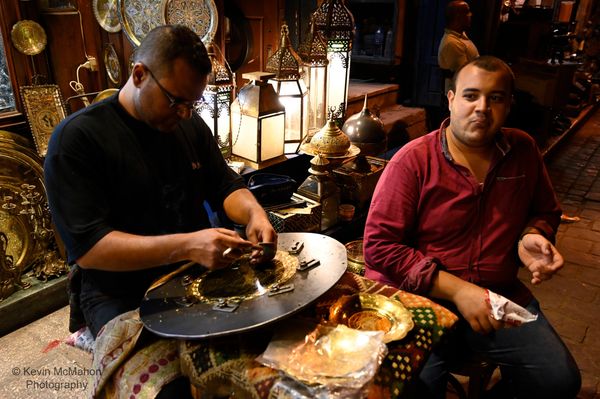 Egypt, Cairo, Bazaar. lantern metal workers