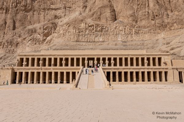 Egypt,  Deir el-Bahri, Hatshepsut Funerary Temple, statues and columns