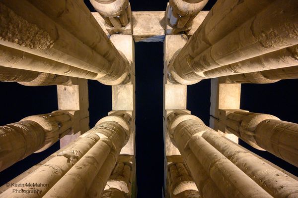 Egypt, Luxor Temple, night, giant columns