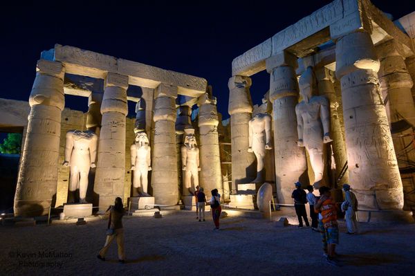 Egypt, Luxor Temple, night, statues, giant columns