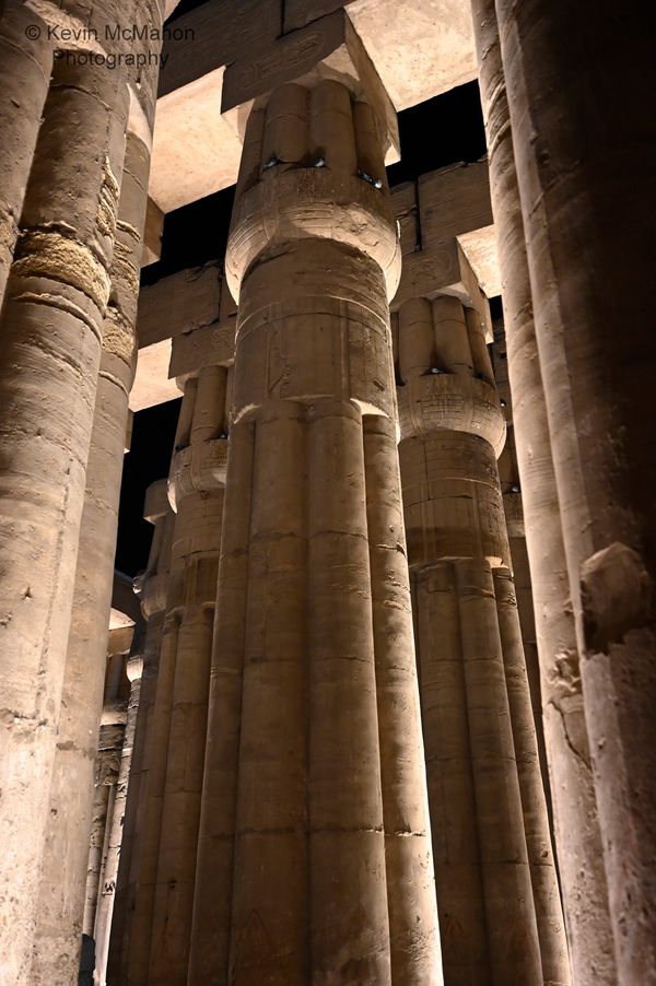 Egypt, Luxor Temple, night, statues, giant columns