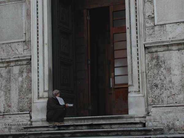Rome, Piazza di Popolo, Santa Maria, beggar woman