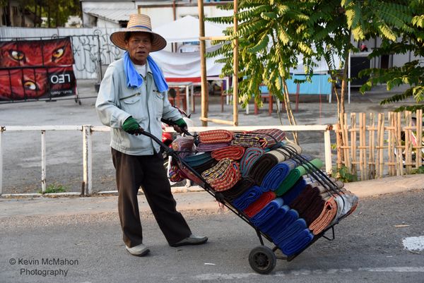 Thailand, Chang Mai, Rug Man, street work