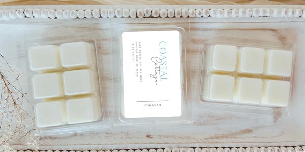 Coastal Cottage wax melts on modern farmhouse style backdrop