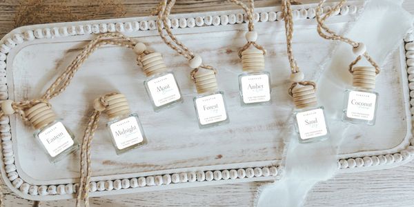 Car diffusers hanging style on modern farmhosue themed backdrop