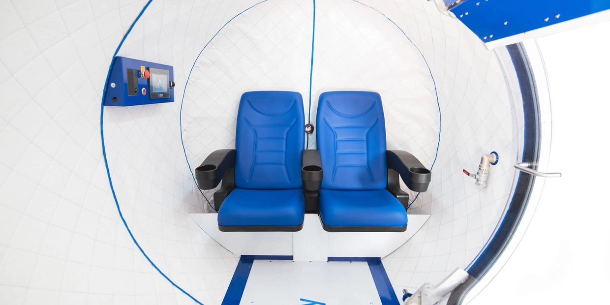 Hyperbaric Chamber offers very comfortable, relaxing environment for 2 people.