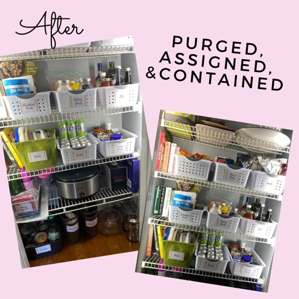 Purged, Assigned, & Contained Pantry organization
