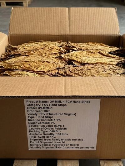 flue-cured virginia tobacco sugar content DAC Hand Strips - Flue-Cured Virginia Pakistan