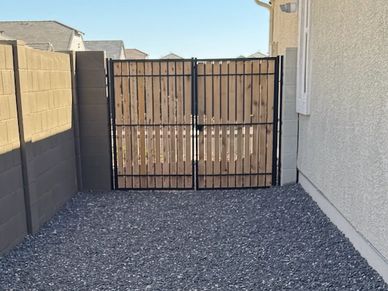 side yard filled with gravel and irrigation in Arizona 