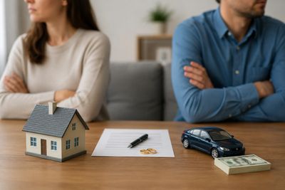 Property division in a Washington State divorce including community property, separate property, ass