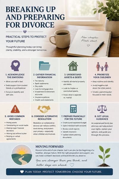 Guide on preparing for divorce with practical steps for emotional, financial, and legal planning.
