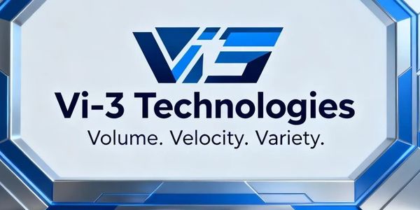 Vi-3 Technologies logo with the tagline Volume. Velocity. Variety.
