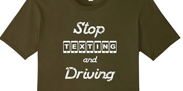 Stop texting and driving, t-shirts, tees.