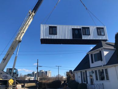 Crane in delivery of Garden Suite, ADU