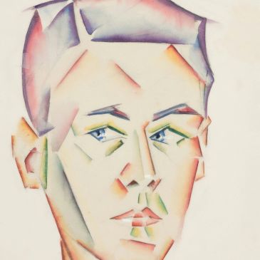 Abstract cubist-style portrait of a man.