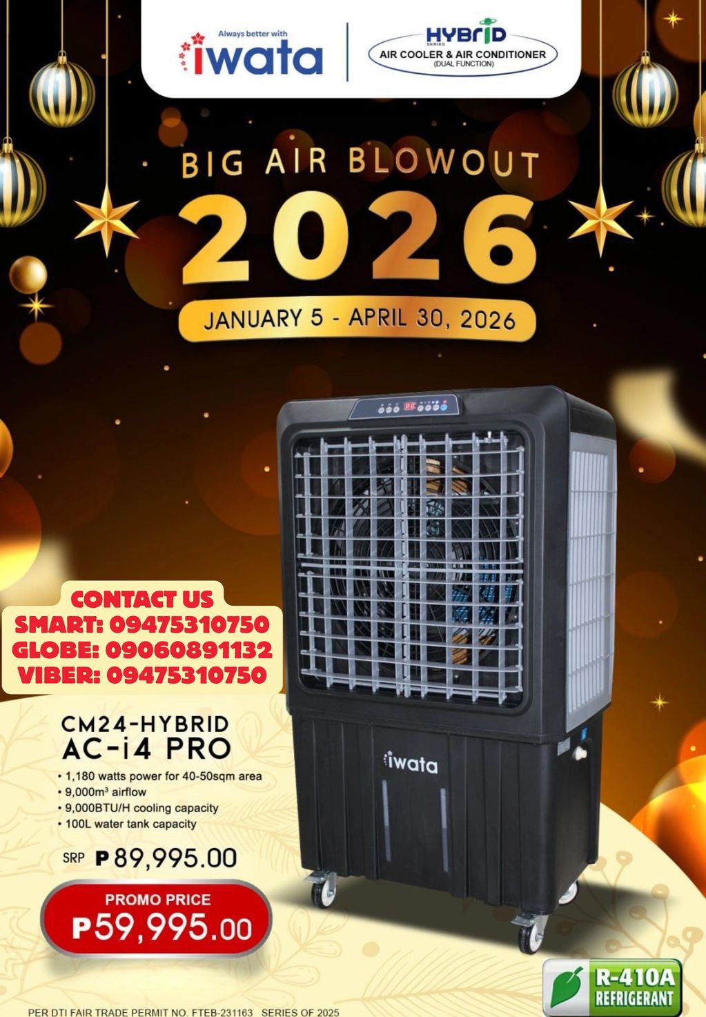 Iwata air cooler and air conditioner promo for early 2026 with discounted price.