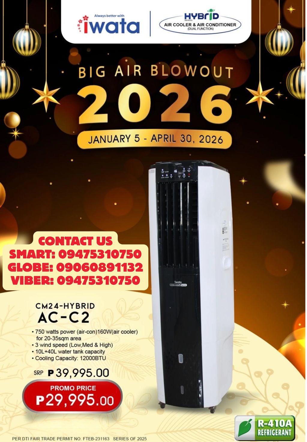 Iwata CM24-Hybrid AC-C2 air cooler and conditioner on promo until April 2026.