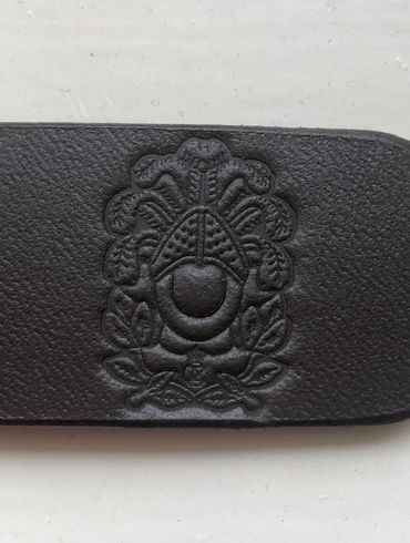 Danish Cavalry emblem logo stamp in leather